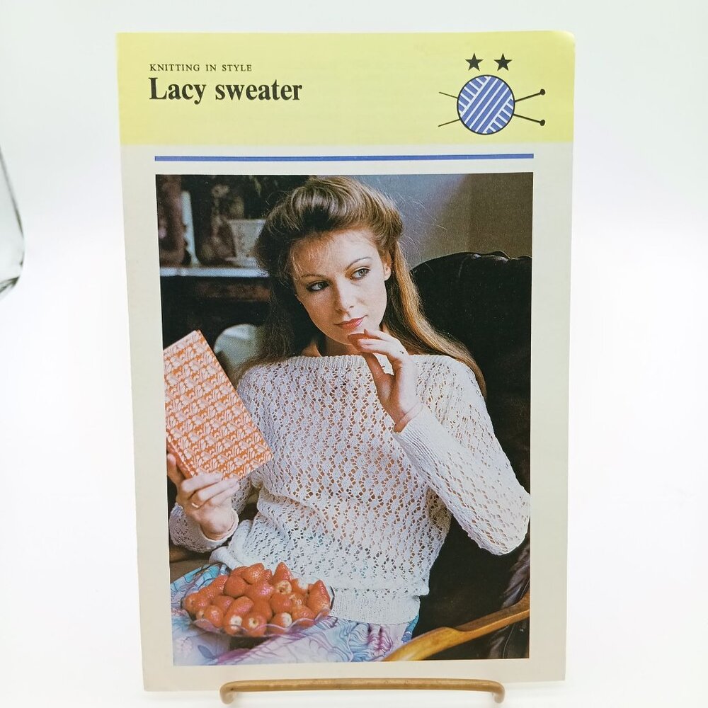 Vintage Lacy Sweater Pattern for Hand Knitting, Odhams Leisure 1985